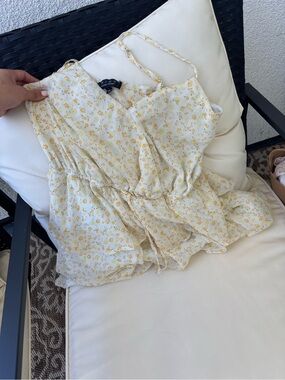 Floral Yellow Spaghetti-Strap Women’s Top